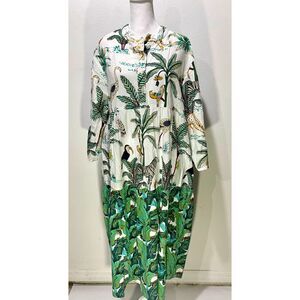 Mary Marshmallow dress safary tropical forest animal green colorful women's L